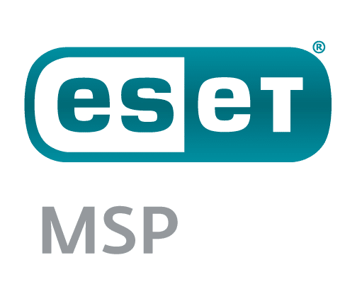 Logo mit dem Wort "eset" in weißen Kleinbuchstaben auf einem blaugrünen, abgerundeten Rechteck, darunter "MSP" in grauen Großbuchstaben - ideal für ein IT-Unternehmen in Dresden, das sich auf Netzwerktechnik und IT-Infrastruktur spezialisiert hat.